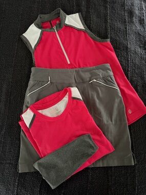 GG Blue Matching Red and Gray Skort Set